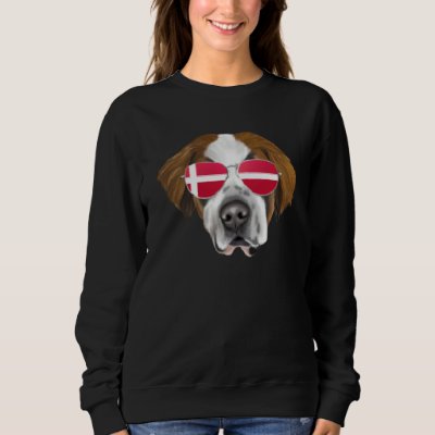 Danish Flag St Bernard Dog Denmark Pocket Sweatshirt