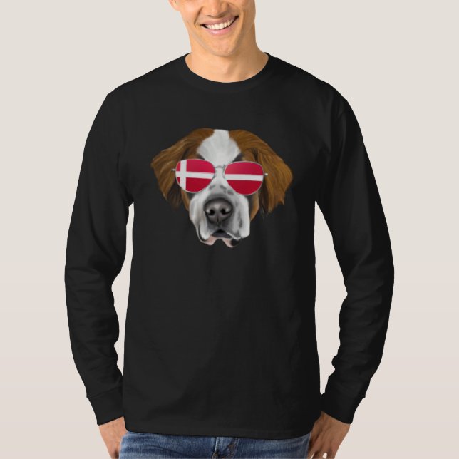 Danish Flag St Bernard Dog Denmark Pocket T-Shirt (Front)