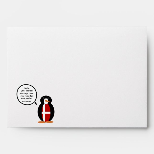 Danish Flag Talking Ms Penguin Personalized  Envelope (Front)