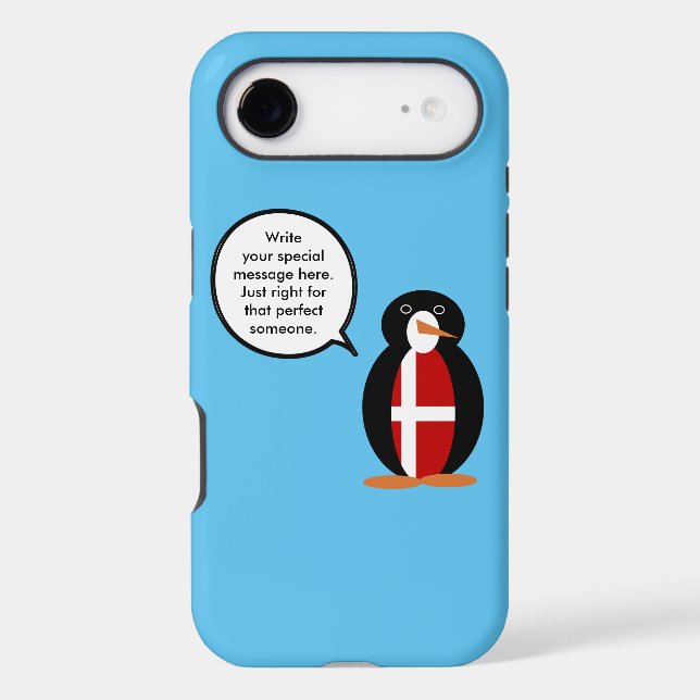 Danish Flag Talking Ms Penguin Personalized Text  Case-Mate iPhone Case (Back)