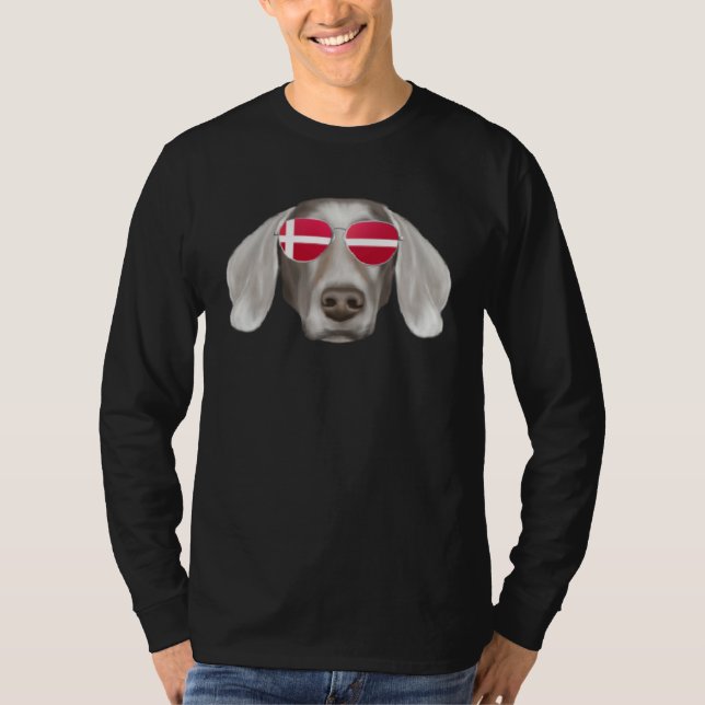 Danish Flag Weimaraner Dog Denmark Pocket T-Shirt (Front)