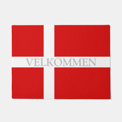 Danish flag welcome door mat _ Velkommen