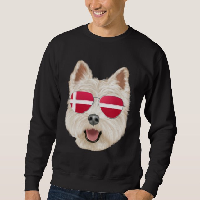 Danish Flag West Highland White Terrier Dog Denmar Sweatshirt (Front)