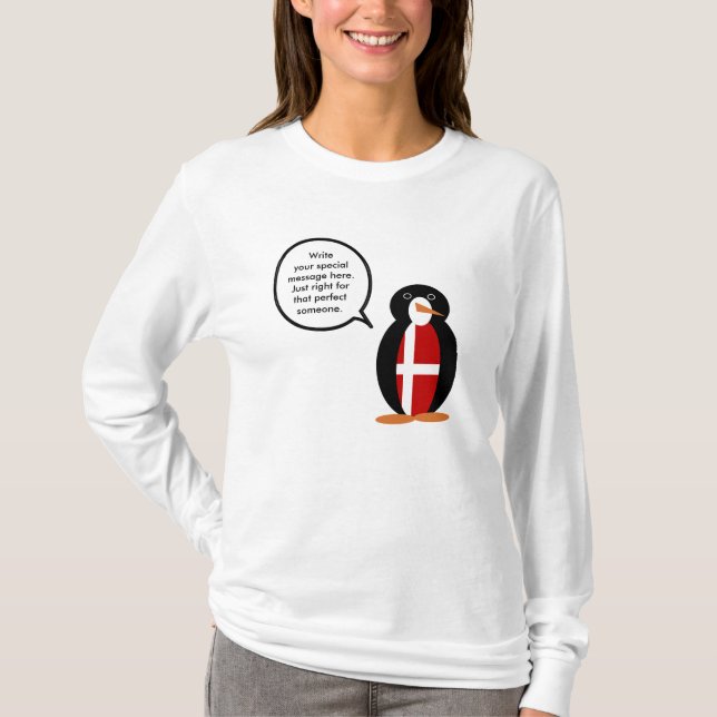 Danish Flag Wildlife Penguin Personalized Gift T-Shirt (Front)