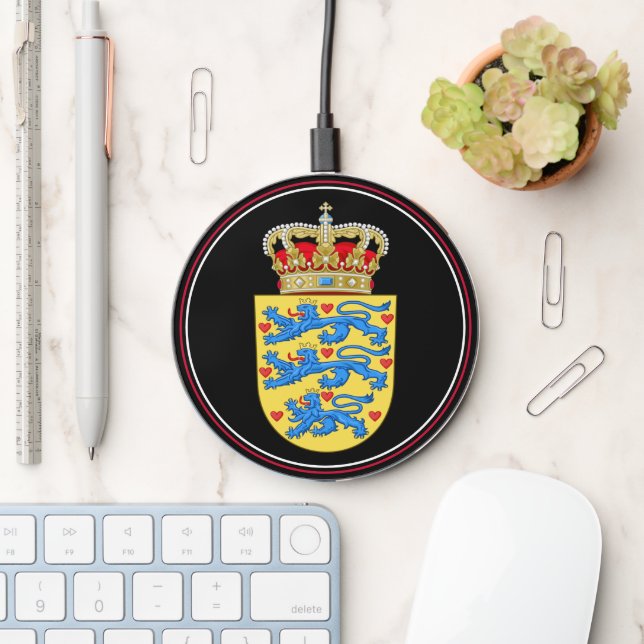 Danish Flag Wireless charger, Denmark Emblem Charger (Desk)