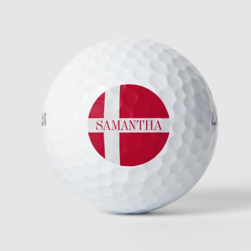 Danish flag with Custom Name Golf Balls