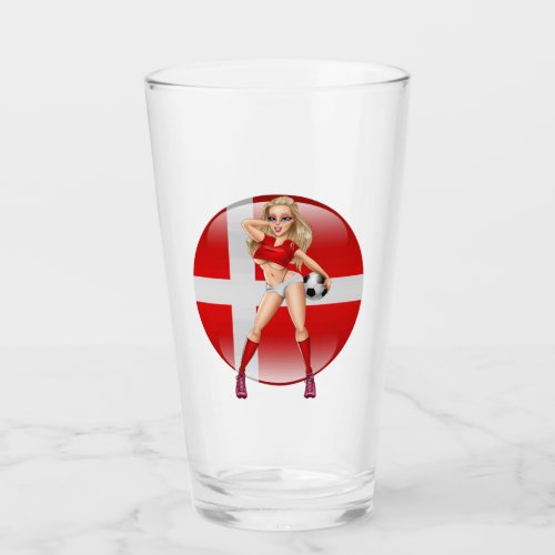 Danish Football Fan Roligan Girl On Drinking Glass