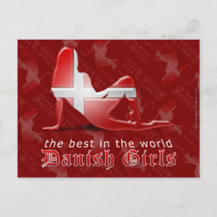 Danish Girl Silhouette Flag Postcard