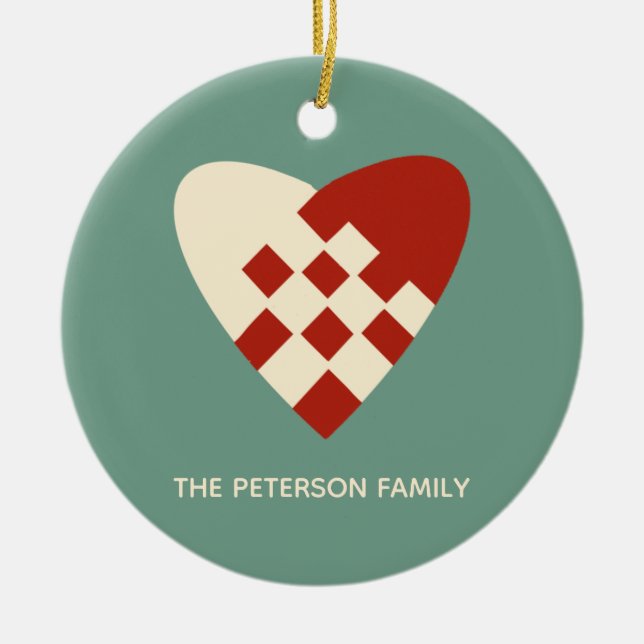 Danish Heart Christmas Ceramic Ornament (Front)