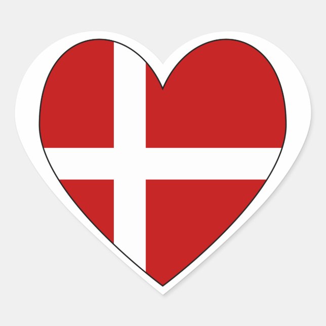 Danish Heart Valentine Flag Heart Sticker (Front)