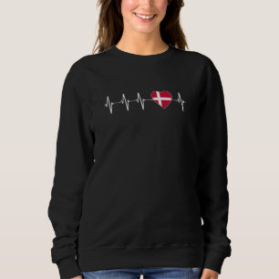 Danish Heartbeat I Love Denmark Flag Heart Pride Sweatshirt