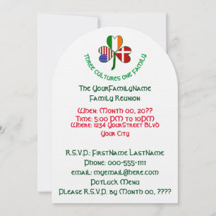 Danish Irish American Shamrock Family Reunion Invitation