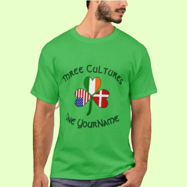 Danish Irish USA Flags Shamrock Personalized  T-Shirt (Creator Uploaded)