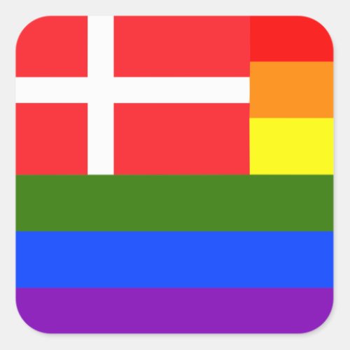 DANISH LGBT RAINBOW FLAG DENMARK PRIDE SQUARE STICKER