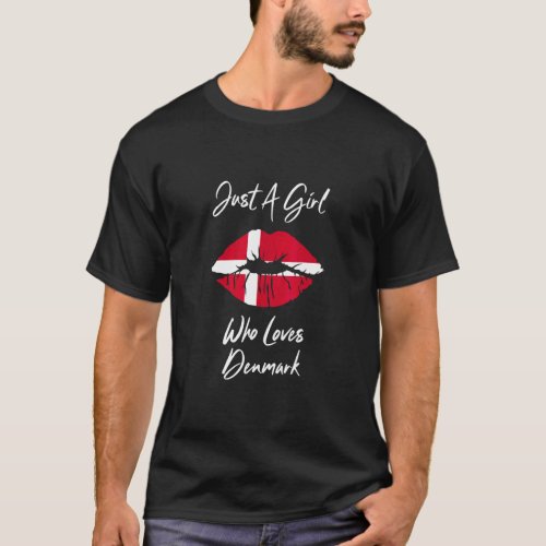 Danish Lips Viking Flag Denmark  T_Shirt
