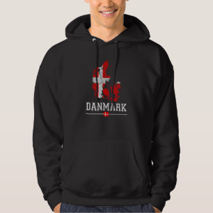 Danish Map And Flag Souvenir Distressed Denmark Hoodie