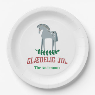 Danish Merry Christmas Dala Horse  Paper Plates