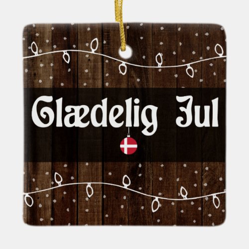 Danish Merry Christmas Gldelig Jul Rustic Style Ceramic Ornament