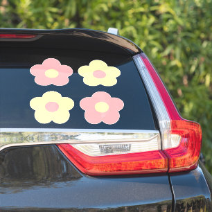 Danish Pastel 4 Yellow Pink Cute Retro Flowers Sticker