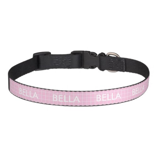 Danish Pastel Pink Grid Pattern Female Dog Cute Pet Collar