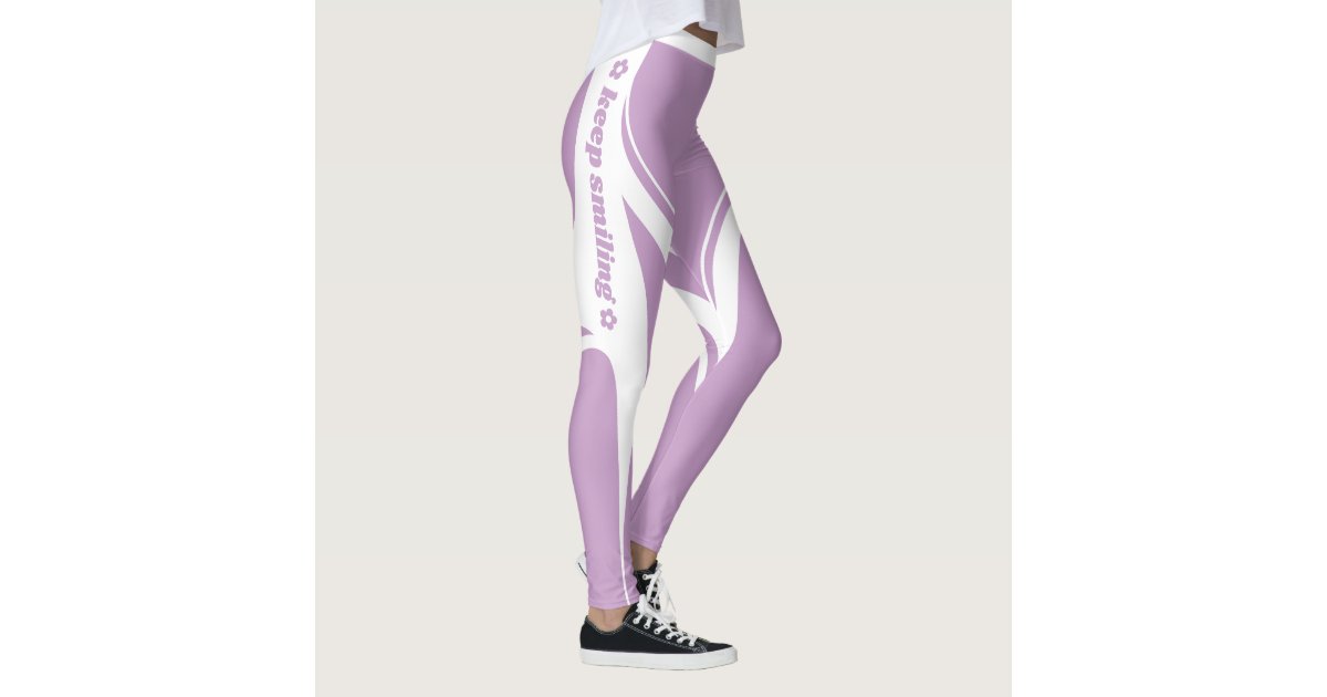 Danish Pastel Purple White Heart Butt Slogan Leggings