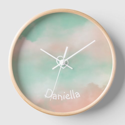 Danish Pastel Turquoise and Blush Pink  Clock