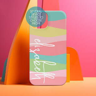 Danish Pastels Line Art Curves - Huge Signature Iphone 18 Pro Case