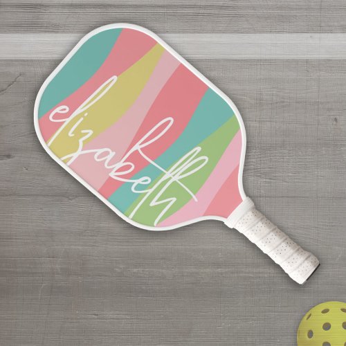 Danish Pastels Line Art Curves _ Huge Signature Pickleball Paddle