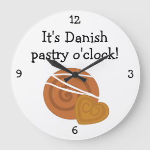 Danish Pastry O'Clock fun food graphic Large Clock
