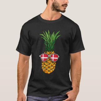 Danish Pineapple Denmark Flag Sunglasses Summer Ti T-Shirt