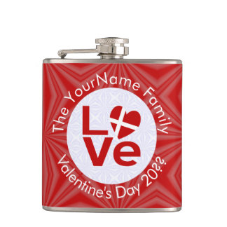 Danish Red LOVE Flag Personalized Flask