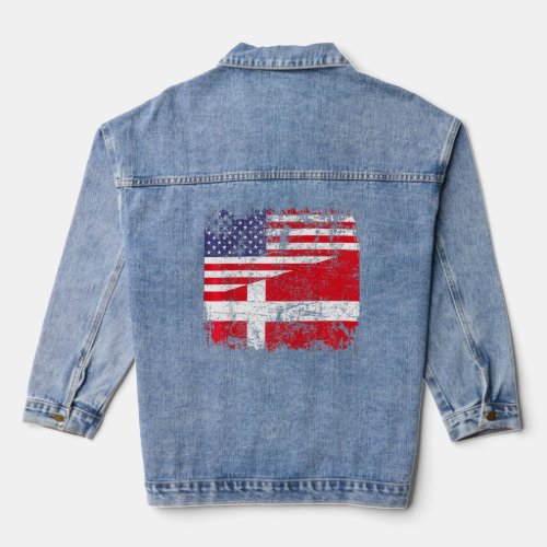 Danish Roots Half American Flag Denmark    Denim Jacket
