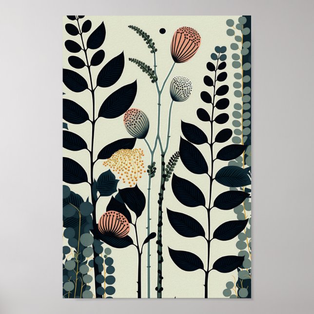 Danish Scandinavian Floral Minimalist Art Poster (Front)