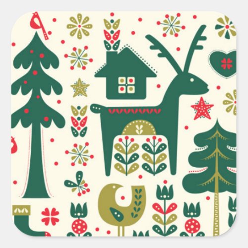 Danish Style Christmas Square Sticker