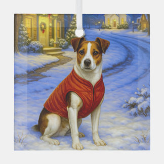 Danish-Swedish Farm Dog Holiday Card Glass Ornament
