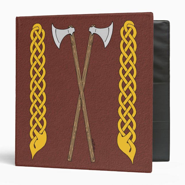 Danish/Viking Axes Crossed with Plaitwork 3 Ring Binder (Front/Inside)
