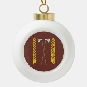 Danish/Viking Axes Crossed with Plaitwork Ceramic Ball Christmas Ornament