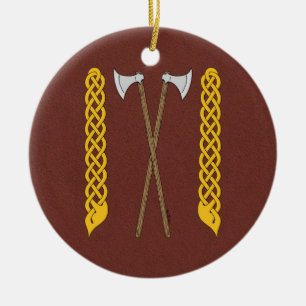 Danish/Viking Axes Crossed with Plaitwork Ceramic Ornament