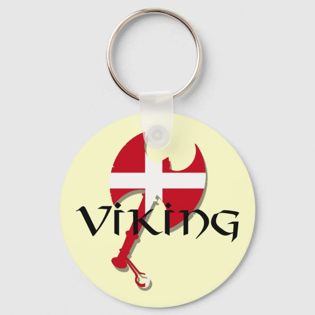 Danish Viking Denmark flag Ax Keychain (Front)