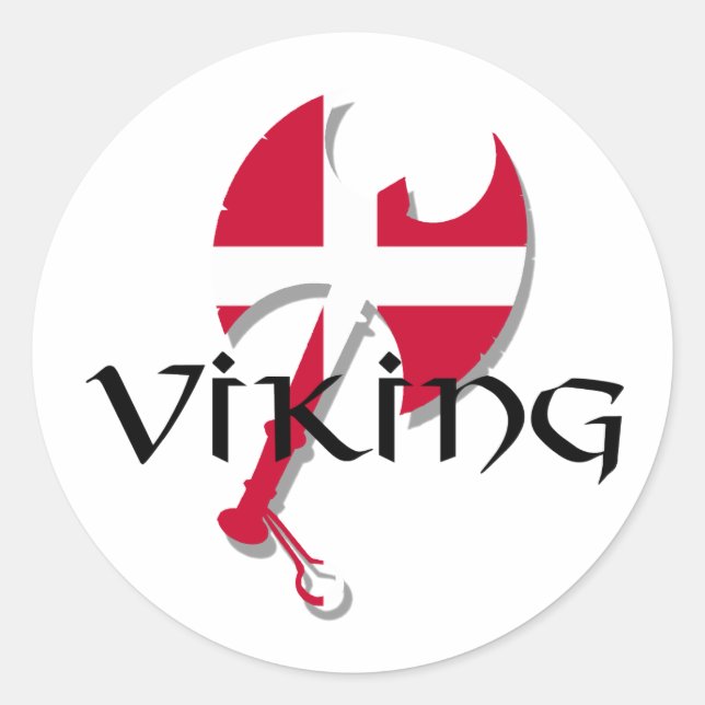 Danish Viking Denmark flag Axe Classic Round Sticker (Front)