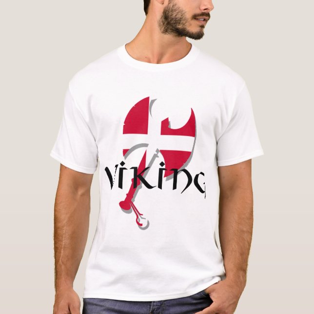 Danish Viking Denmark flag Axe T-Shirt (Front)