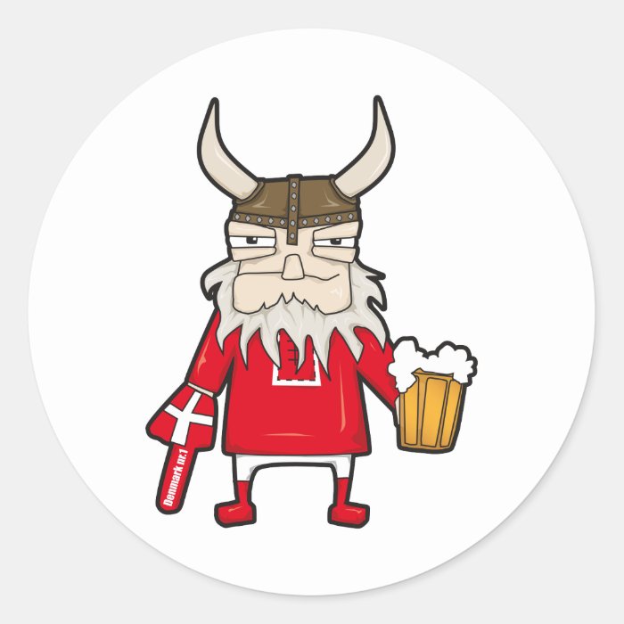 Danish Viking Fan Round Sticker