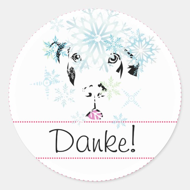 Danke Aufkleber Dogge Classic Round Sticker (Front)