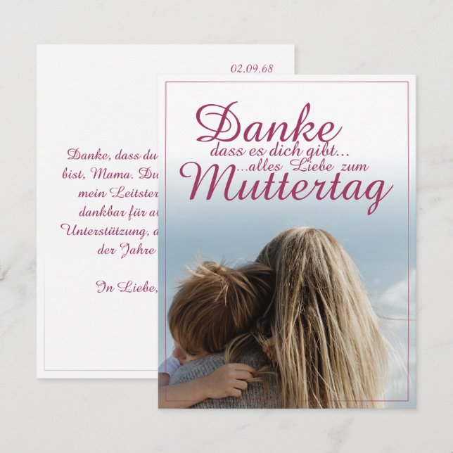 Danke, dass es dich gibt, Muttertag, Mutter & Kind (Front/Back)