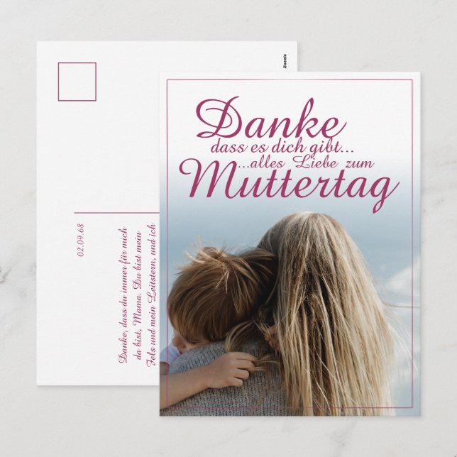 Danke, dass es dich gibt, Muttertag, Mutter & Kind Holiday Postcard (Front/Back)