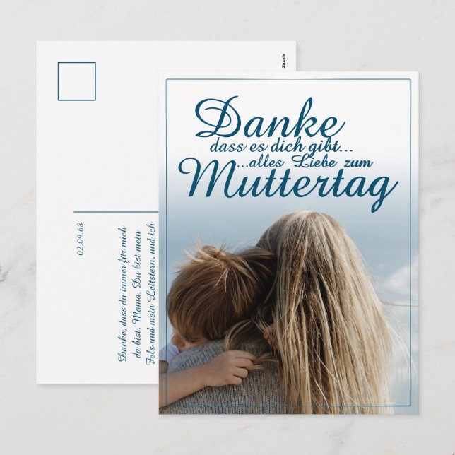 Danke, dass es dich gibt, Muttertag, Mutter & Kind Holiday Postcard (Front/Back)
