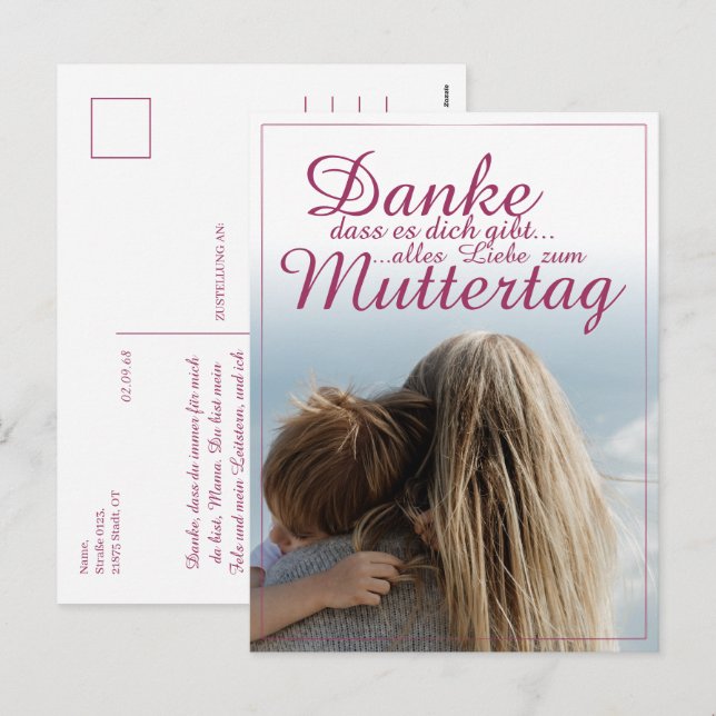Danke, dass es dich gibt, Muttertag, Mutter & Kind Holiday Postcard (Front/Back)