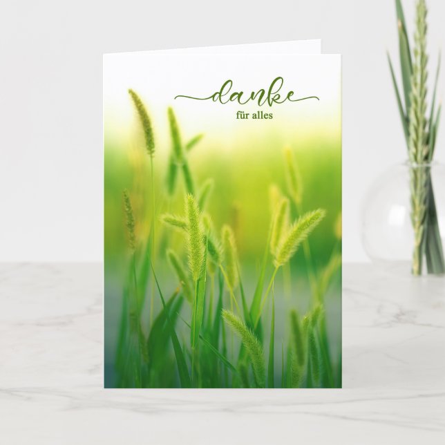 Danke German Language Summer Grasses Thank You Card (Front)