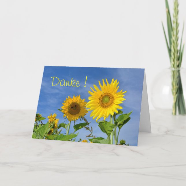 Danke mit gelbe Sonnenblumen Card (Front)