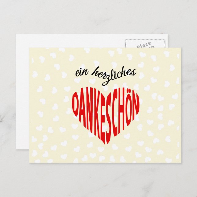 Dankeschon red heart thank you postcard (Front/Back)